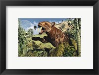 Sabre Tooth Tiger Hunting Fine Art Print