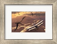 Tiger Moth Biplane and Quetzalcoatlus pterosaurs Fine Art Print