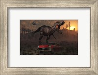 Dinosaur and Classic Car Fine Art Print