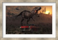 Dinosaur and Classic Car Fine Art Print
