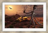 Grey Aliens at the Site of Their UFO crash Fine Art Print