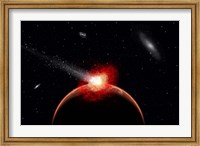 Comet Hitting Alien Planet Fine Art Print