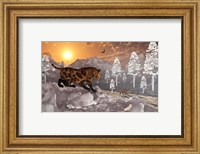 Sabre Tooth Tigers in Winter Fine Art Print