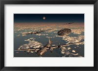 A UFO and B-29 Superfortress Aircraft Fine Art Print