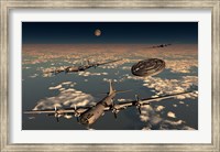 A UFO and B-29 Superfortress Aircraft Fine Art Print