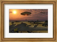 Alien UFO Flying over an American Airbase Fine Art Print
