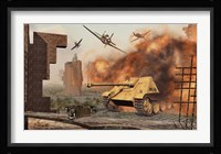 American P-47's Attacking German Jagdpanther Tanks Fine Art Print