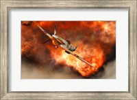 British Supermarine Spitfire Bursting through Flames Fine Art Print