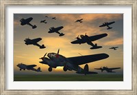 German Heinkel Bombers Taking Off Fine Art Print