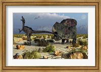 Protoceratops Biting a Velociraptor Fine Art Print