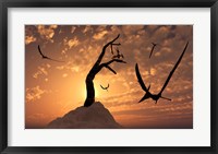 Pteranodons Flying on a Cretaceous Night Fine Art Print