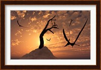Pteranodons Flying on a Cretaceous Night Fine Art Print