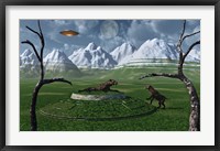 Sabre-Tooth Tigers Encountering UFO's Fine Art Print