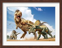 Tyrannosaurus Rex Fighting aTriceratops Fine Art Print