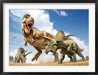 Tyrannosaurus Rex Fighting aTriceratops Fine Art Print