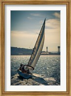 Spain, Barcelona Sailboat on the Balearic Sea just off the Coast Fine Art Print