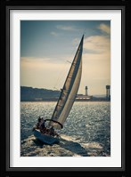 Spain, Barcelona Sailboat on the Balearic Sea just off the Coast Fine Art Print