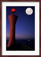 Spain, Teneriffe, Santa Cruz, Lighthouse, full moon Fine Art Print