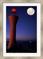 Spain, Teneriffe, Santa Cruz, Lighthouse, full moon Fine Art Print