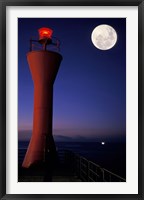 Spain, Teneriffe, Santa Cruz, Lighthouse, full moon Fine Art Print