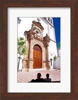 Silhouette of Women Talking in Front of Cathedral, Marbella, Spain Fine Art Print