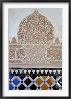 The Alhambra with Carved Muslim Inscription and Tilework, Granada, Spain Framed Print