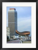 Olympic Port with Metal Mesh Fish by Frank O Gehry, Barcelona, Spain Fine Art Print