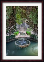 Spain, Granada A Fountain in the gardens of the Alhambra Palace Fine Art Print