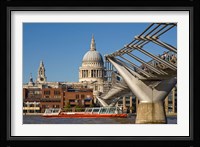 Millennium Bridge, St Pauls Cathedral, London, England Fine Art Print