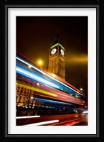 London, Big Ben, Houses of Parliament, Red bus Fine Art Print