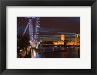 Houses of Parliament and London Eye, London, England Fine Art Print
