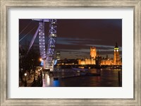 Houses of Parliament and London Eye, London, England Fine Art Print