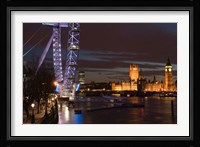 Houses of Parliament and London Eye, London, England Fine Art Print