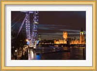 Houses of Parliament and London Eye, London, England Fine Art Print