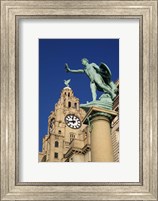 Liver Building and Statue, Liverpool, Merseyside, England Fine Art Print