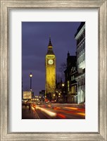 Big Ben at night with traffic, London, England Fine Art Print
