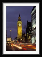 Big Ben at night with traffic, London, England Fine Art Print