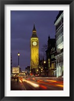 Big Ben at night with traffic, London, England Fine Art Print