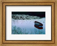 Rowboat on Lake Surrounded by Water Lilies, Lake District National Park, England Fine Art Print