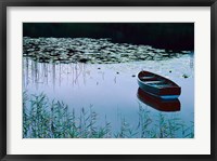 Rowboat on Lake Surrounded by Water Lilies, Lake District National Park, England Fine Art Print