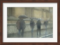 Walking in the rain, Oxford University, England Fine Art Print