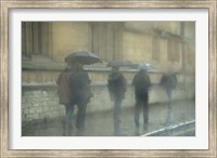 Walking in the rain, Oxford University, England Fine Art Print