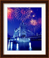 Fireworks over the Tower Bridge, London, Great Britain, UK Fine Art Print