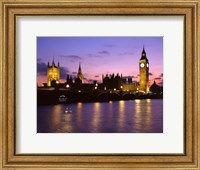 Big Ben, Houses of Parliament and the River Thames at Dusk, London, England Fine Art Print