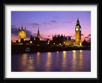 Big Ben, Houses of Parliament and the River Thames at Dusk, London, England Fine Art Print