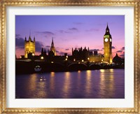 Big Ben, Houses of Parliament and the River Thames at Dusk, London, England Fine Art Print