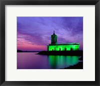 Church at Rutland Water at Sunset, Leicestershire, England Fine Art Print