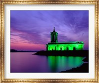 Church at Rutland Water at Sunset, Leicestershire, England Fine Art Print