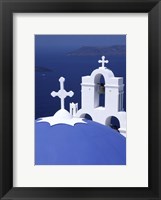 Dome and Crosses of Greek Church, Santorini, Greece Fine Art Print