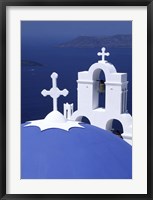 Dome and Crosses of Greek Church, Santorini, Greece Fine Art Print